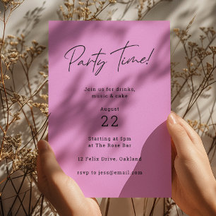 Invitation Party Time   Lumière Magenta Purple Moderne tendan