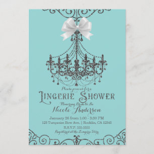 Invitation Parure lingerie turquoise et argent à nœud blanc p