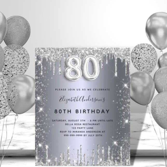 Invitation pas chère pour 80ème anniversaire avec  (Créateur téléchargé)