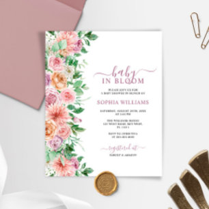 Invitation pas chère pour Baby Shower avec des ros