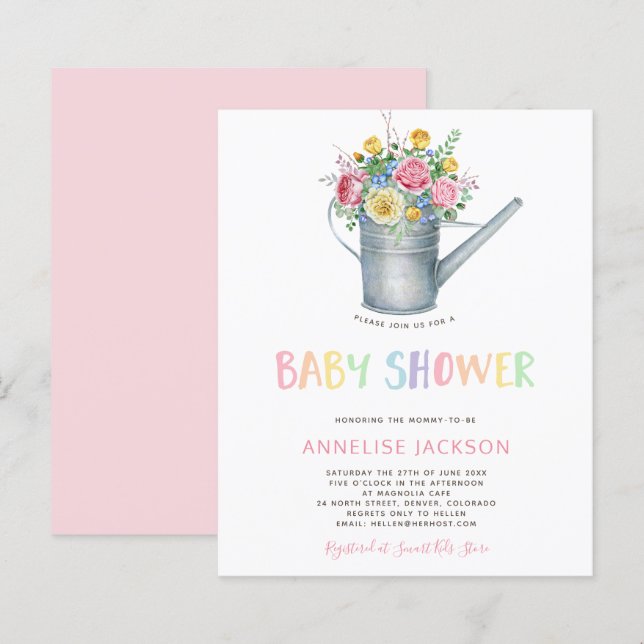 Invitation pas chère pour une baby shower rustique (Devant / Derrière)