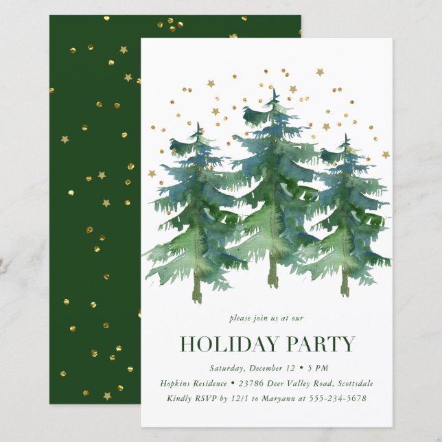 Invitation pas chère pour une fête hivernale en fo (Devant / Derrière)