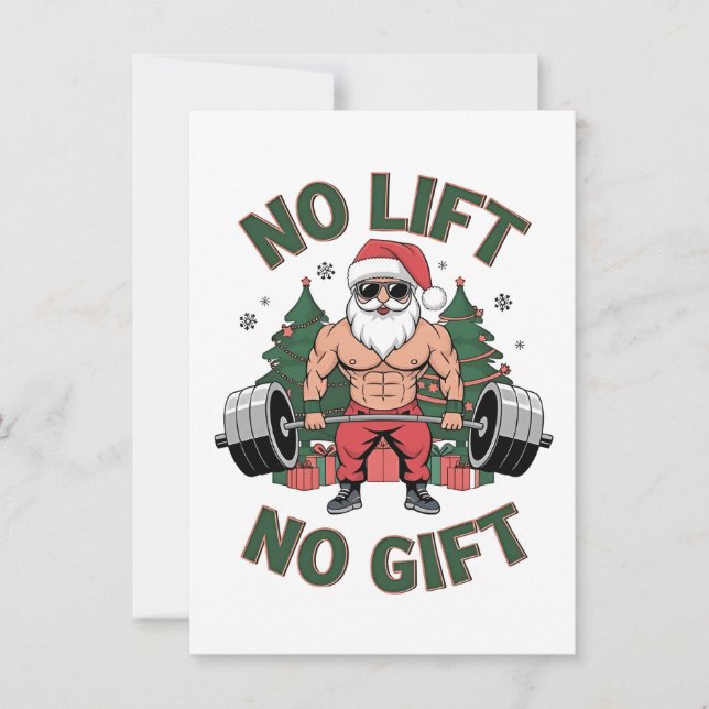 Invitation Pas de levage pas de cadeau Drôle Père Noël Gym Fi (Devant)