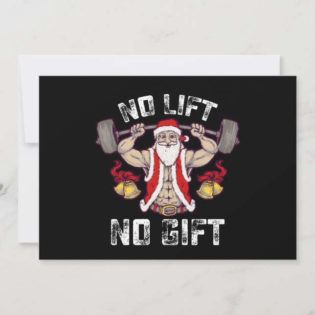 Invitation Pas de levage, pas de cadeau Santa Gym Workout Fit (Devant)