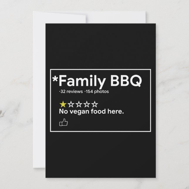 Invitation Pas de nourriture végétalienne pour le barbecue fa (Devant)
