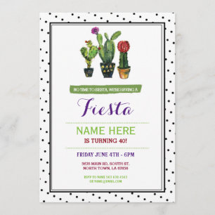 Invitation Pas de Siesta Fiesta Anniversaire Cactus Invitatio