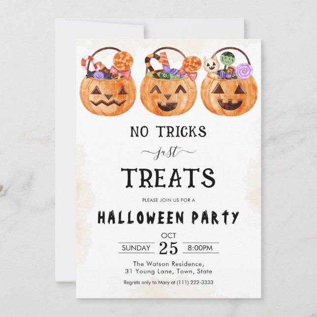Invitation Pas de tours, il suffit de traiter la fête d'Hallo (Devant)