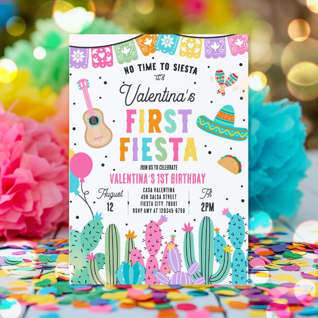 Invitation Pas Le Temps De Siesta 1Er Anniversaire Fête (Créateur téléchargé)