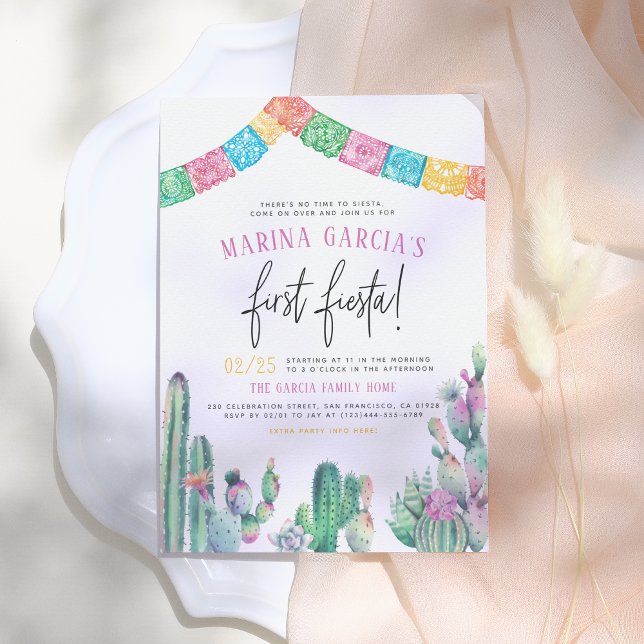 Invitation Pas Le Temps De Siesta Première Fiesta Mignonne Fi (Créateur téléchargé)