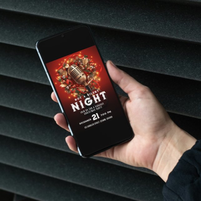 Invitation Pas Silencieux Nuit Karaoke Fête de Noël (Créateur téléchargé)
