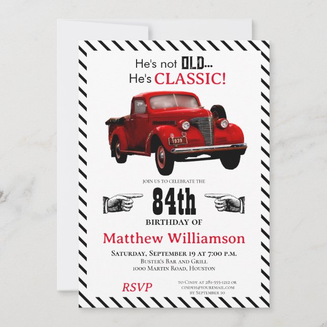 Invitation Pas vieux mais classique 1939 Camion Hommes Annive (Devant)