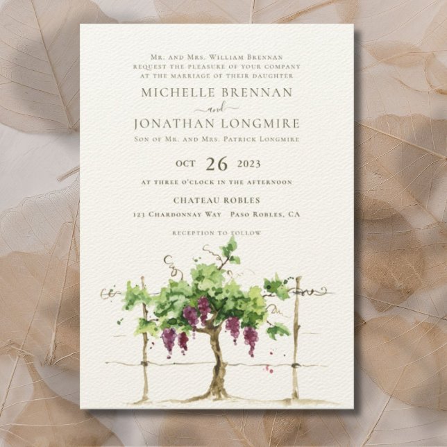 Invitation Paso Robles Vineyard Vineyard Grapevine Mariage (Créateur téléchargé)
