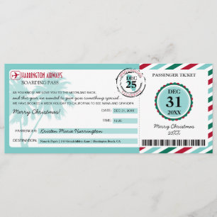 Invitation Pass d'embarquement de Noël en Californie