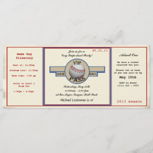 Invitation Pass fête d'anniversaire de baseball