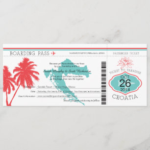 Invitation Passage Teal de la Croatie Boaring et corail