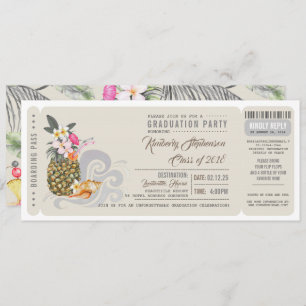 Invitation Passe d'embarquement   Ananas   Beach Graduation P