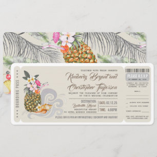 Invitation Passe d'embarquement   Ananas de plage   Billet Ma