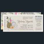 Invitation Passe d'embarquement | Ananas | Fête d'anniversair<br><div class="desc">Destination tropicale,  Carte d'embarquement aérien Invitation de fête d'anniversaire - Billet.</div>