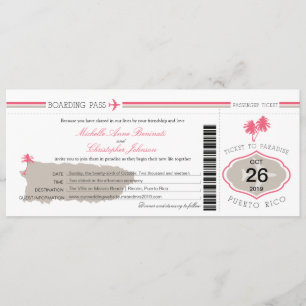Invitation Passe d'embarquement des Mariages de Porto Rico Pa