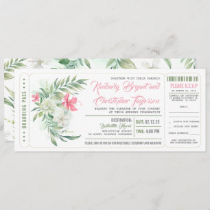 Invitation Passe d'embarquement   Floral Beach   Billet Maria