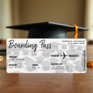 Invitation Passe d'embarquement Grad Casquette Graduation Par