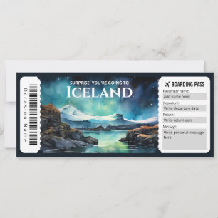 Invitation Passe d'embarquement Islande modifiable Billet avi