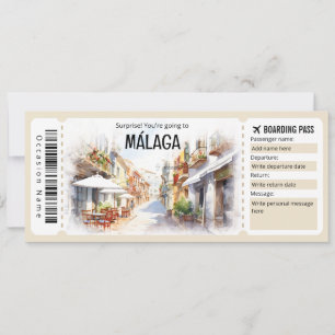 Invitation Passe d'embarquement modifiable Malaga Billet avio