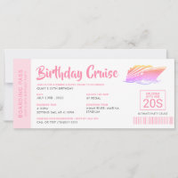 Passe d'embarquement pour croisière d'anniversaire