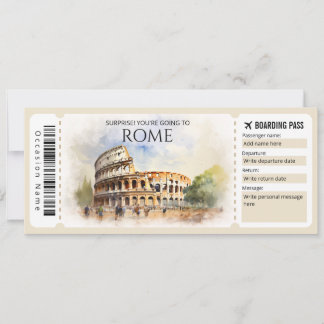Invitation Passe d'embarquement Rome modifiable