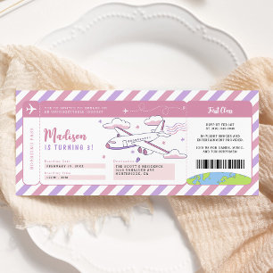 Invitation Passe Pink Plane Boarding Pass Anniversaire Billet