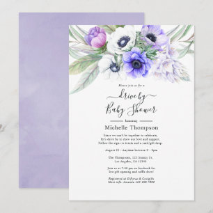 Invitation Passé Violet Floral Drive By Mariage ou Baby Showe