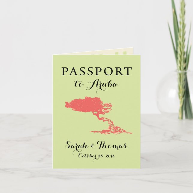 Invitation Passeport Aruba | Réservez la date (Devant)
