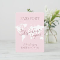 Passeport Aventure thème Voyage Baby shower rose