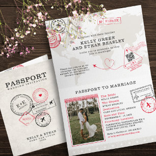 Invitation Passeport Beige Destination Mariage