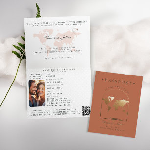 Invitation Passeport Boho Arch Terracotta Destination Mariage