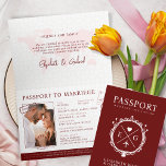Invitation Passeport Bourgogne Voyage Destination Mariage<br><div class="desc">Burgundy Passport Voyage Destination Mariage Invitation. Éléments correspondants disponibles.</div>