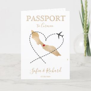 Invitation Passeport de destination mariage Curaçao World MaP