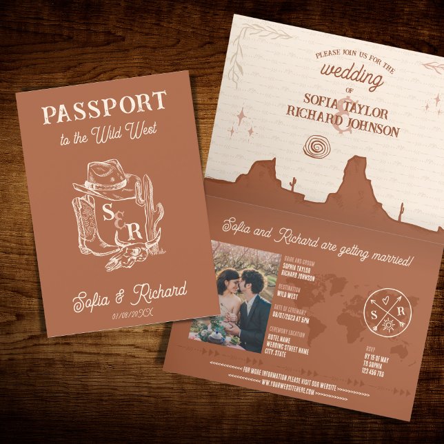 Invitation Passeport de destination Mariage occidental Terrac (Créateur téléchargé)
