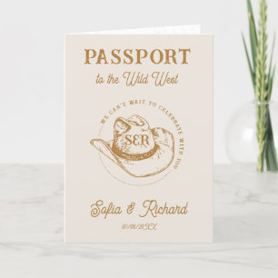 Invitation Passeport de destination Rustique Mariage Ouest