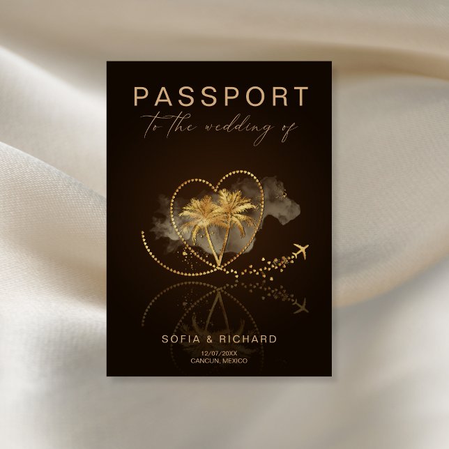 Invitation Passeport de mariage de destination tropicale QR C (Créateur téléchargé)