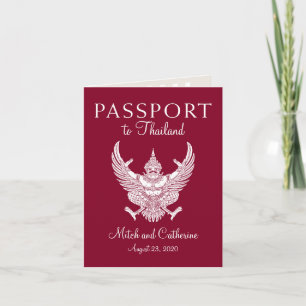 Invitation Passeport de mariage en Thaïlande Burgundy Enregis