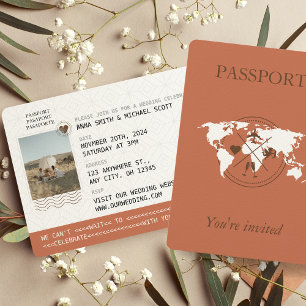 Invitation Passeport de Terracotta Boho Destination Mariage