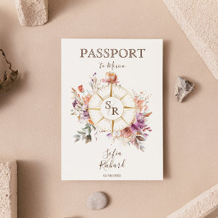 Invitation Passeport d'été Boho Floral Destination Mariage