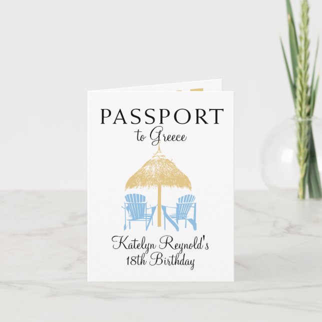 Invitation Passeport Grèce Voyage d'anniversaire Présente (Devant)