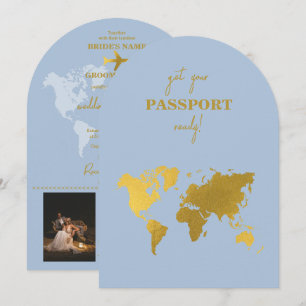 Invitation Passeport Mariage Destination Monde Bleu Poussiére