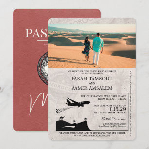 Invitation Passeport Mariage Maroc Brun