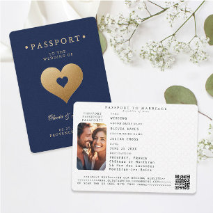 Invitation Passeport Marine Faux Gold Hearts Destination Mari