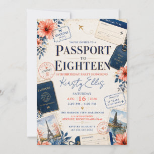 Invitation Passeport pour la fête d'anniversaire de 18 ans