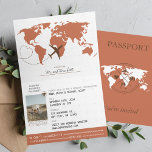 Invitation Passeport Terracotta Destination Mariage<br><div class="desc">Notre faire-part de mariage pliée est le choix idéal pour les couples qui planifient un mariage sur le thème du voyage ou de destination. L'invitation a été conçue pour ressembler à un passeport, avec une couverture en terre cuite riche qui évoque la chaleur et la beauté de l'orange brûlé. Le...</div>