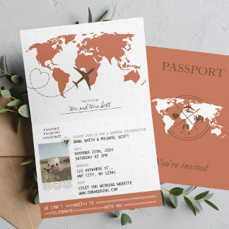 Invitation Passeport Terracotta Destination Mariage